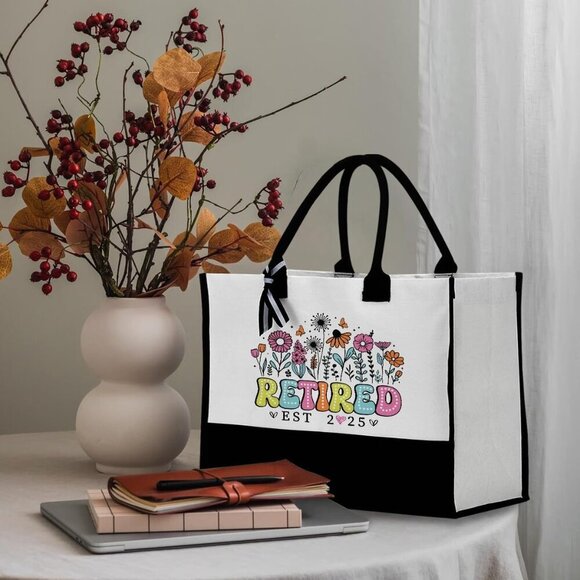 Canvas Tote Bag Large Capacity Retirement Gift Vacation Work Shopping - Picture 4 of 6